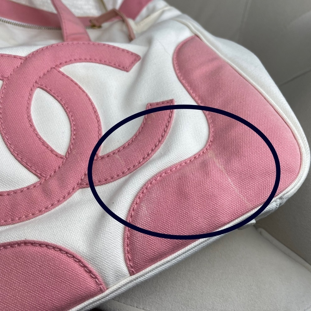 Authentic Chanel CC Marshmallow Handbag purse Bag Mini Tote White Pink - Picture 12 of 15